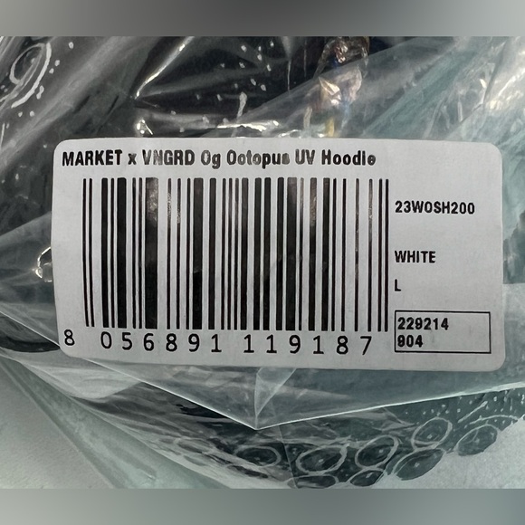 MARKET x VNGRD Og Octopus UV Hoodie Limited Edition In White Size: L - NWT - Picture 15 of 15